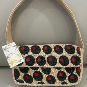 Olive Beaded Shoulder Bag